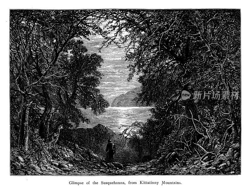 萨斯奎哈纳河，美国，木刻(1872年)