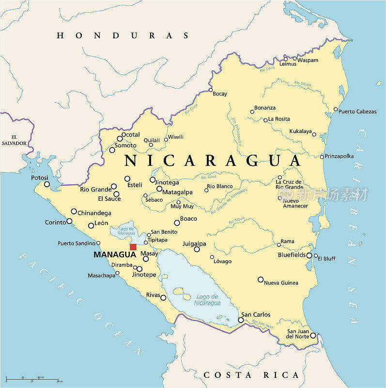 尼加拉瓜政治地图
