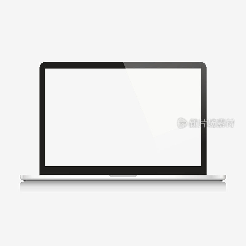 现代开放式笔记本电脑孤立的白色背景