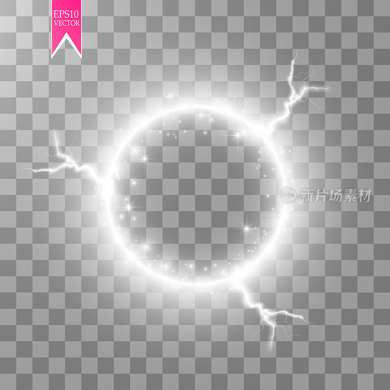 矢量光环带。圆形闪亮的框架与光尘埃追踪粒子隔离在透明的背景
