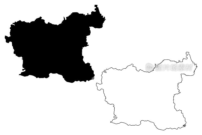 洛夫赫省(保加利亚共和国、保加利亚省)地图矢量图、素描洛夫赫地图