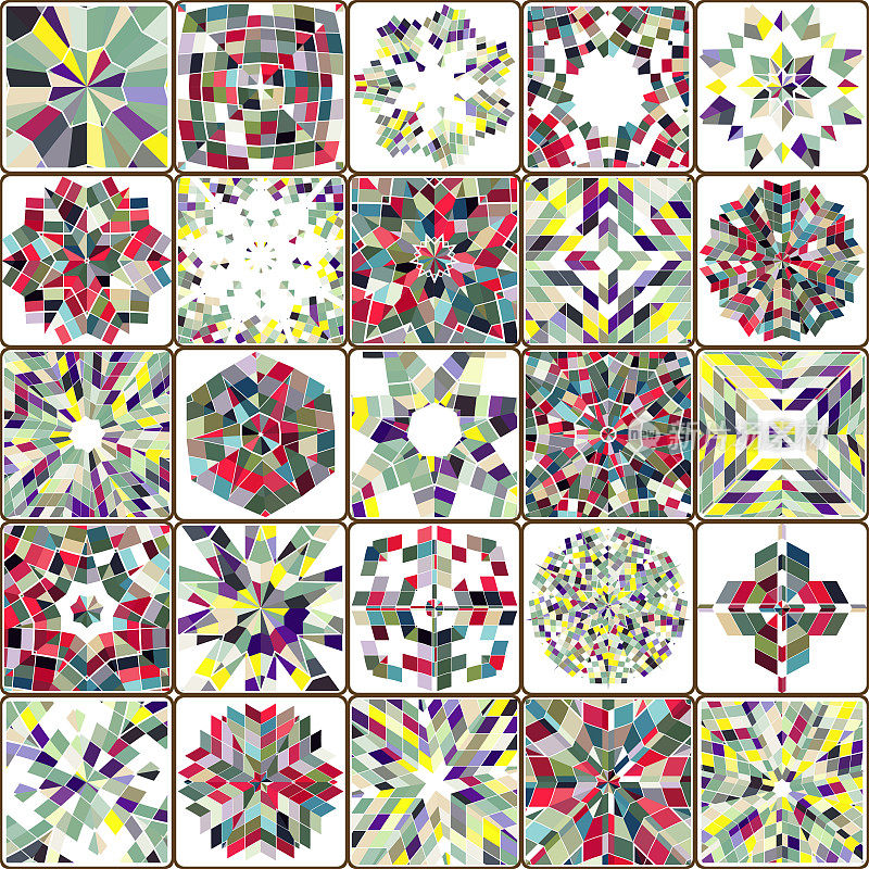 矢量彩色马赛克花型瓷砖系列设计