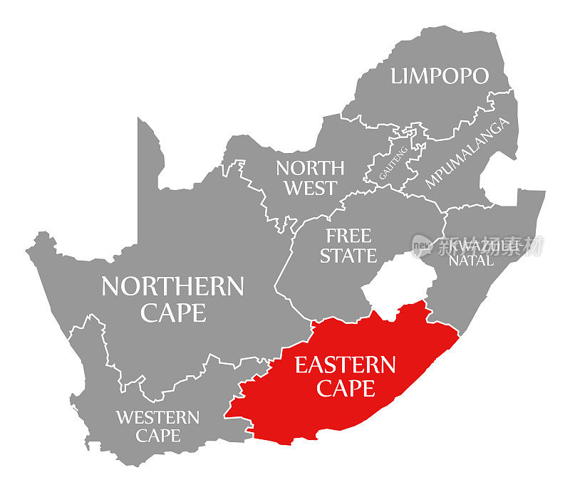 南非地图上东开普省的红色部分
