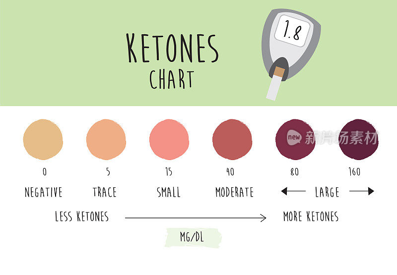 酮水平测试的颜色编码图
