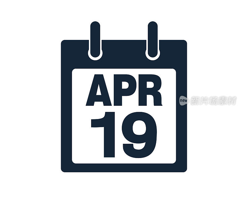4月19日日历图标股票矢量插图