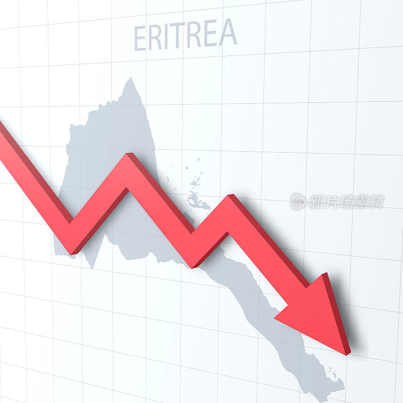 下落的红色箭头与厄立特里亚地图的背景