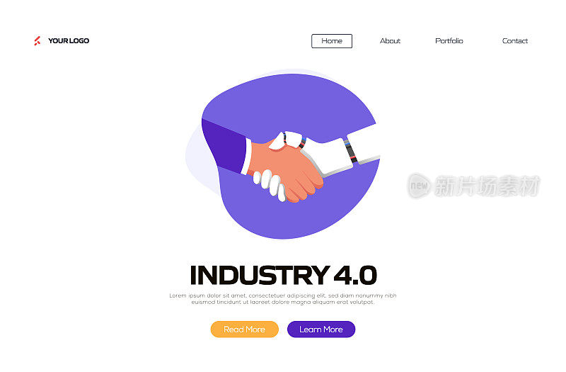 工业4.0概念矢量插图登陆页面模板，网站横幅，广告和营销材料，在线广告，业务演示等。