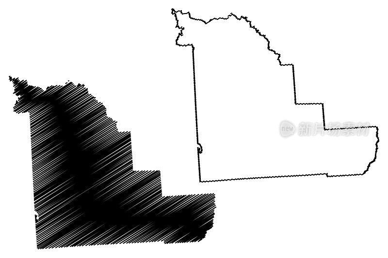 纽约州麦迪逊县(美国县，美国，美国)地图矢量插图，潦草草图麦迪逊地图