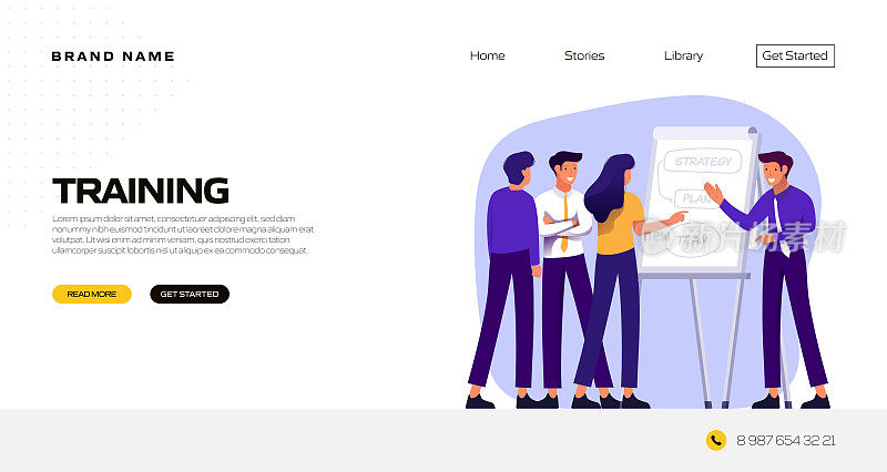 培训概念矢量插图登陆页面模板，网站横幅，广告和营销材料，在线广告，业务演示等。