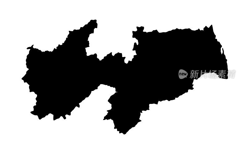 巴西若昂佩索阿市的黑色剪影地图