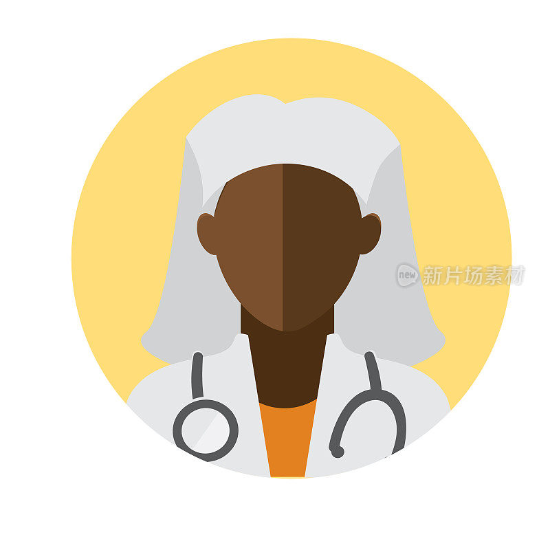 平面设计非裔美国女性医生医疗专业人员主题图标