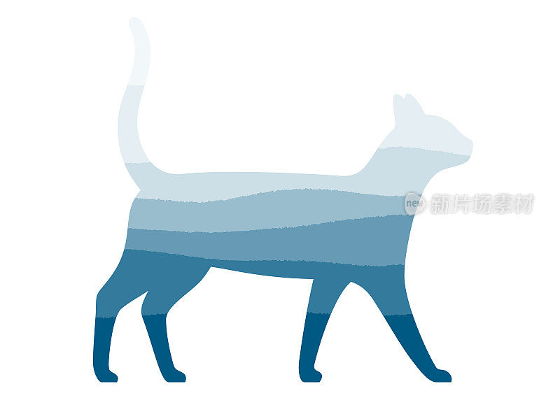 猫，农场动物图标，矢量插图