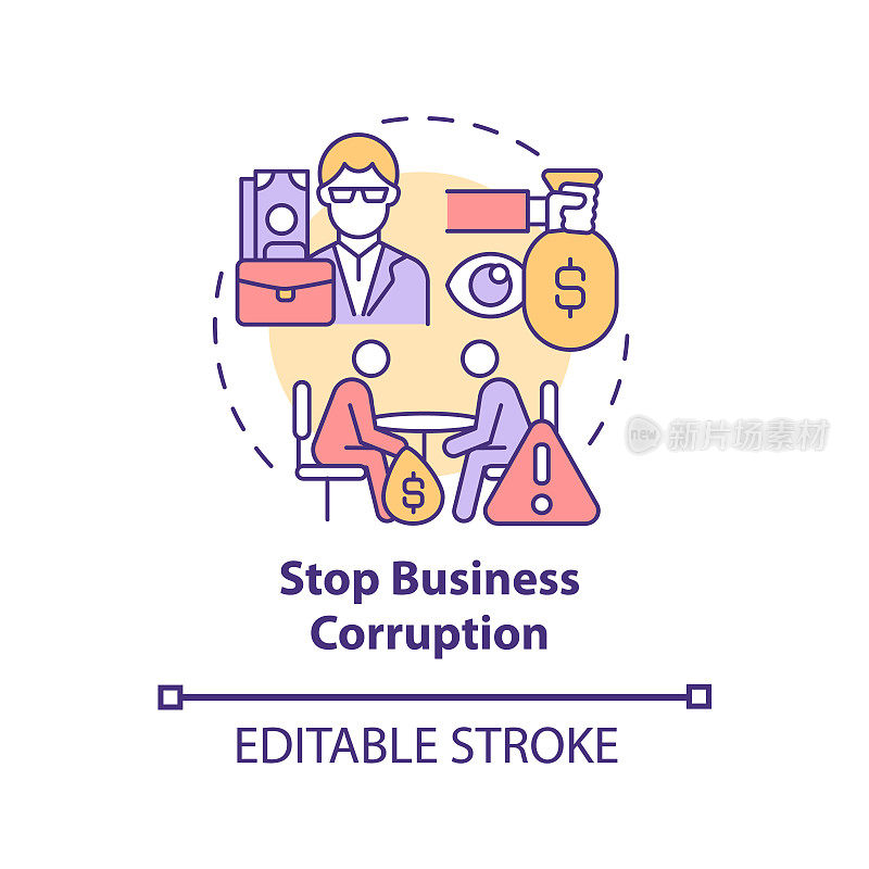 停止商业腐败概念图标