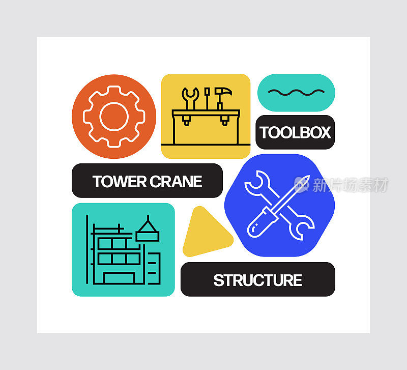建筑工业概念,线条风格矢量插图