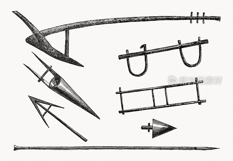 小亚细亚的古代农具，木刻，1862年出版