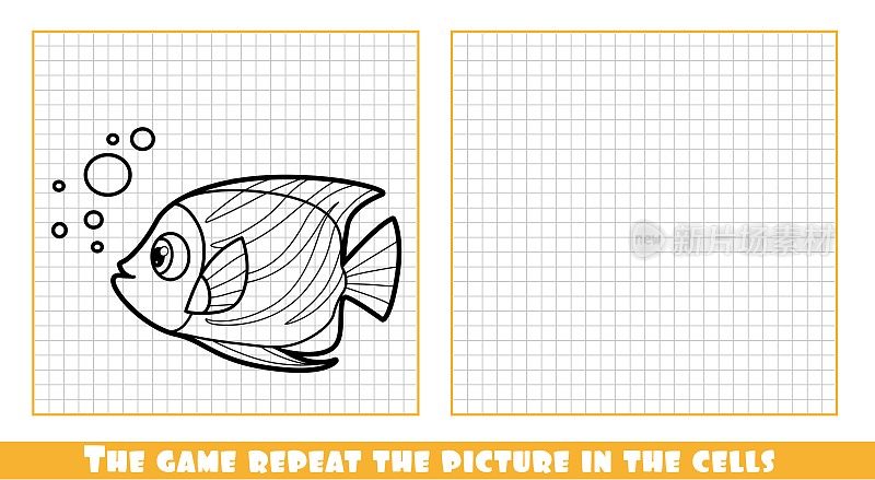 游戏中可爱的卡通大海鱼在细胞里重复画面