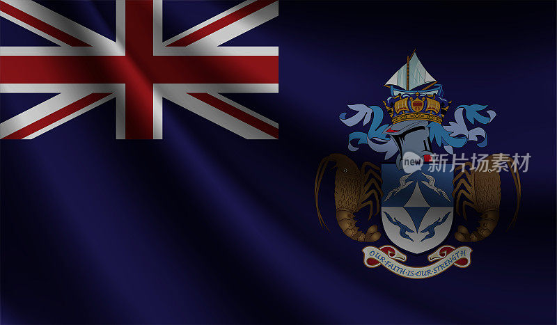 特里斯坦达库尼亚国旗飘扬的背景爱国和国家设计。矢量图
