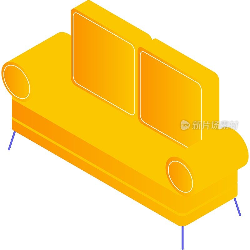 沙发三维矢量现代休闲沙发等距图标