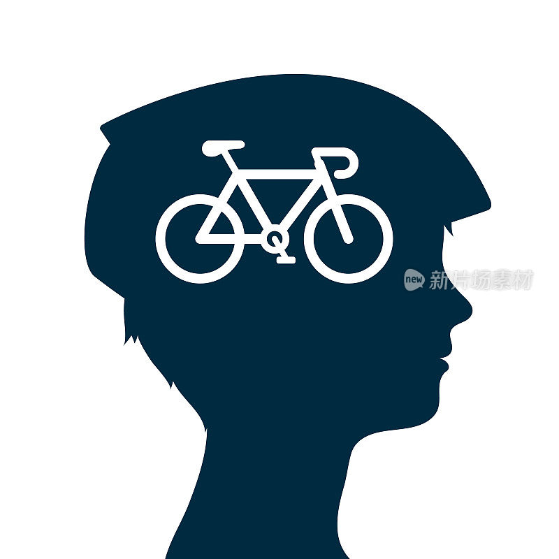女性头像头像，戴着头盔，骑着自行车