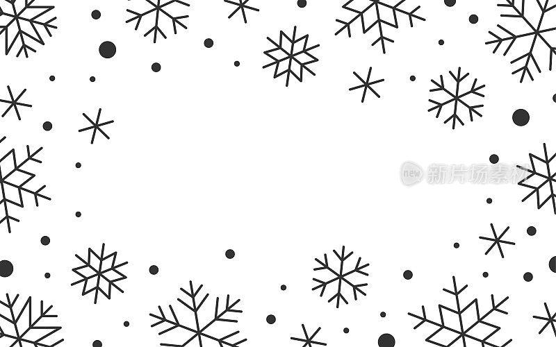 冬天下雪，冰天雪地，冰天雪地，雪花框圣诞贺卡