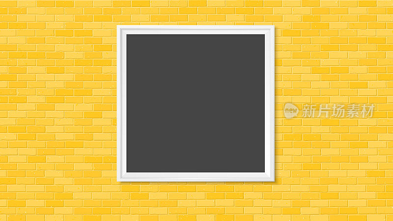 墙上的框架。照片框架模拟。简单的空框架为您的业务设计。砖墙。矢量模板的图片，绘画，海报，字母或图片库。