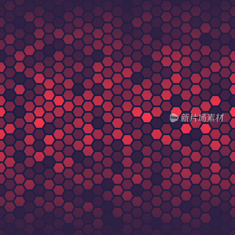 抽象几何背景-六角形马赛克与红色梯度