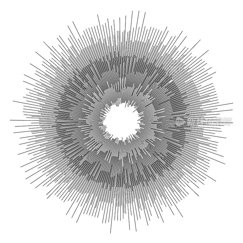 白色上圆形同心圆图案上不均匀的径向细纹