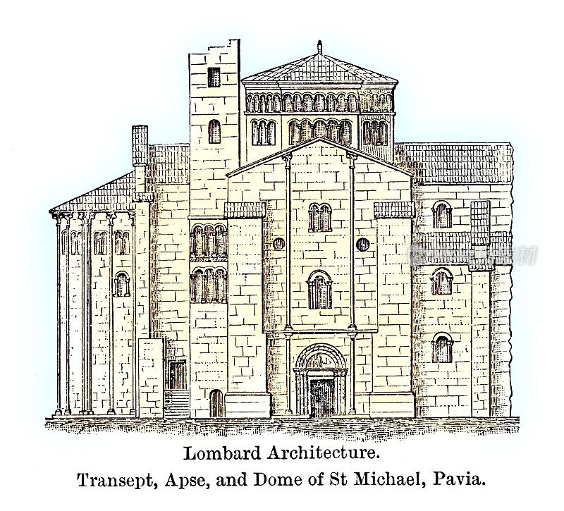 伦巴第建筑，耳堂，半圆殿和圣迈克尔帕维亚圆顶