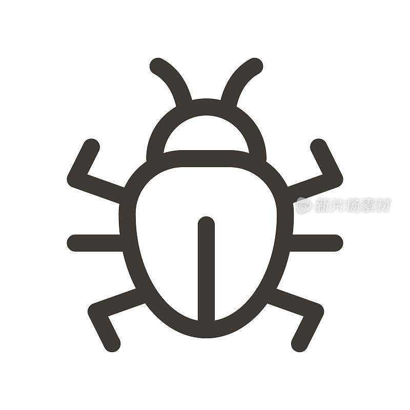 矢量细线图标轮廓图形说明元素的bug。软件，计算机，网络漏洞或昆虫