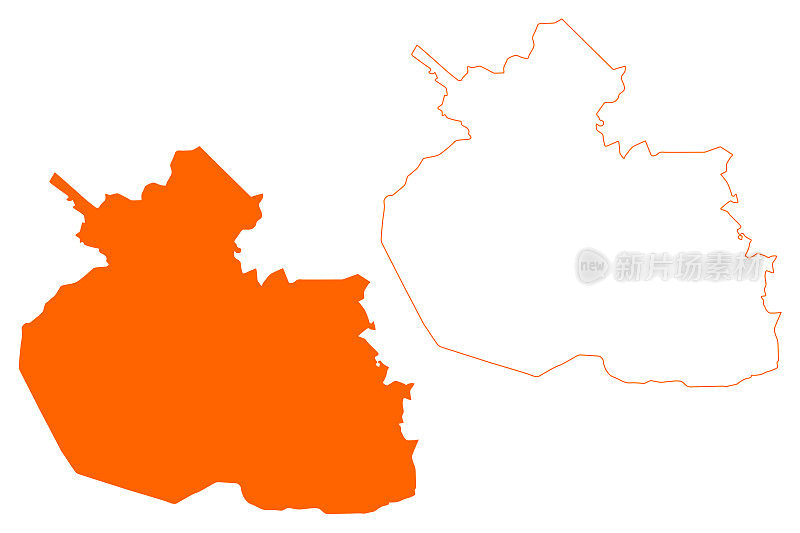 博克斯特尔镇和自治区(荷兰王国、荷兰、北布拉班特省或北布拉班特省)地图矢量插图，涂鸦草图地图
