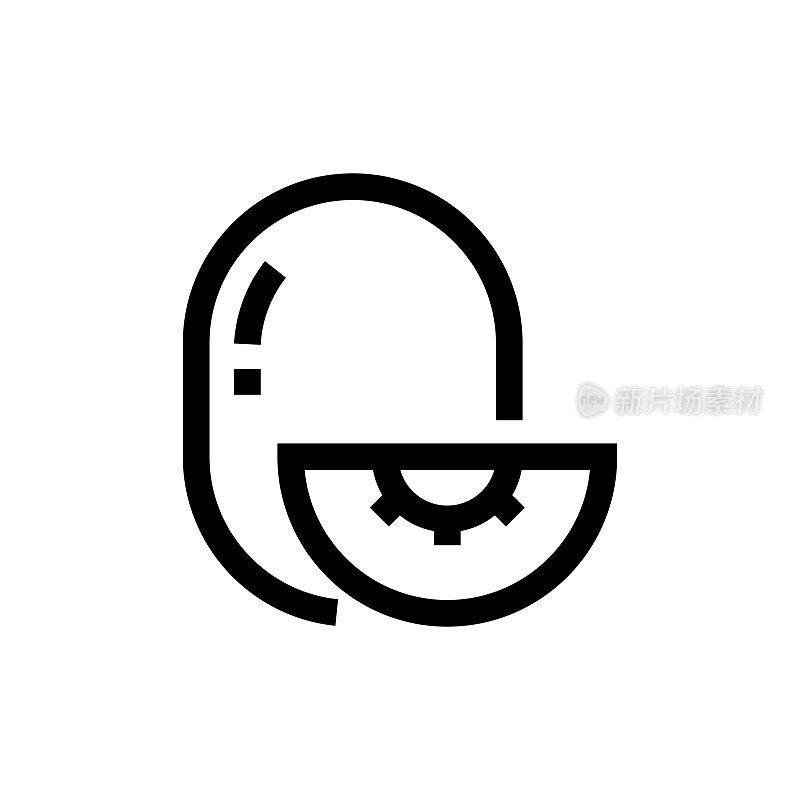 Kivi水果线图标，设计，像素完美，可编辑笔触。标志、标志、符号。