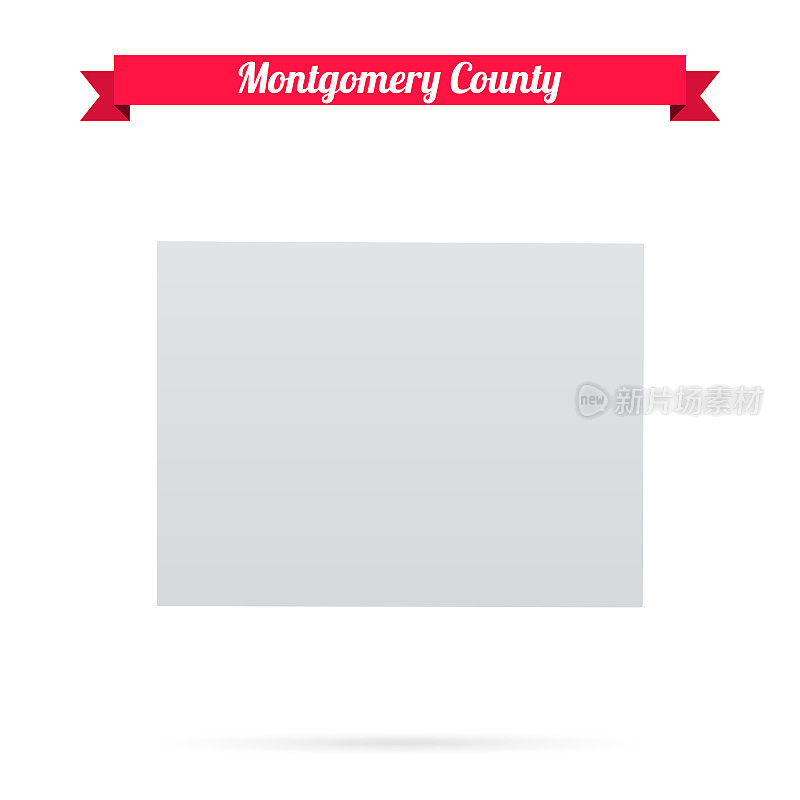 蒙哥马利县，爱荷华州。白底红旗地图