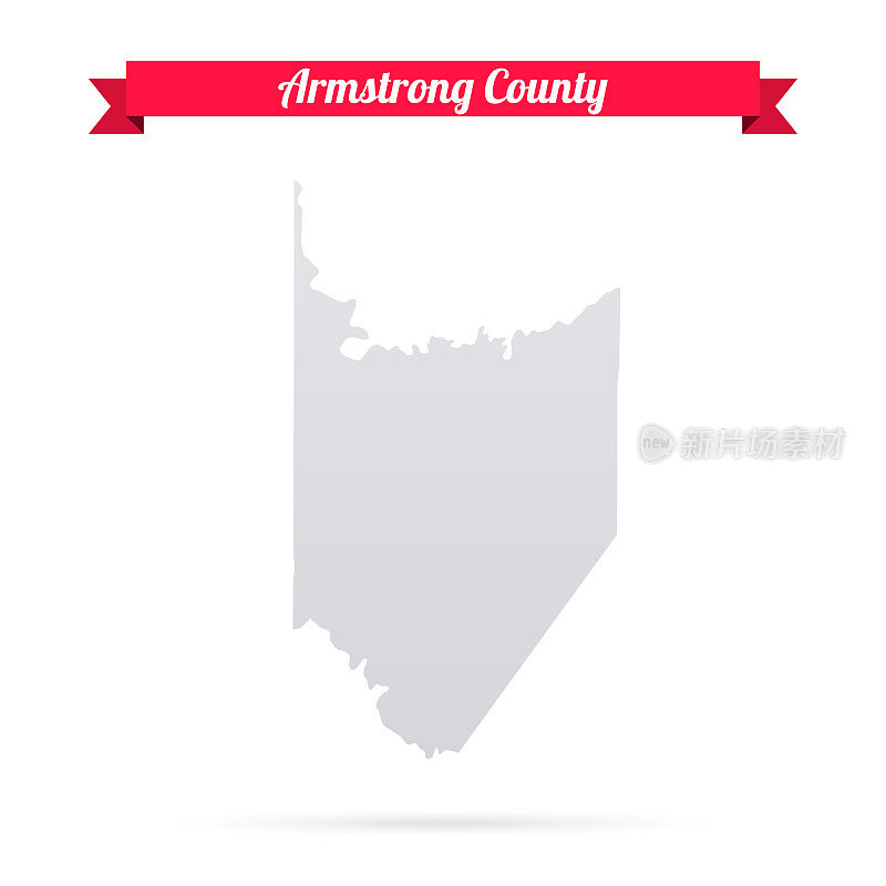 阿姆斯特朗县，宾夕法尼亚州。白底红旗地图