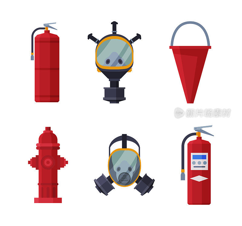 消防设备和应急服务工具矢量集