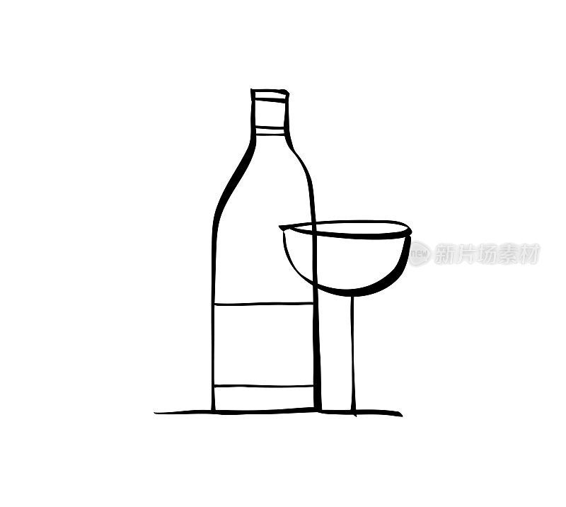 酒瓶和酒杯