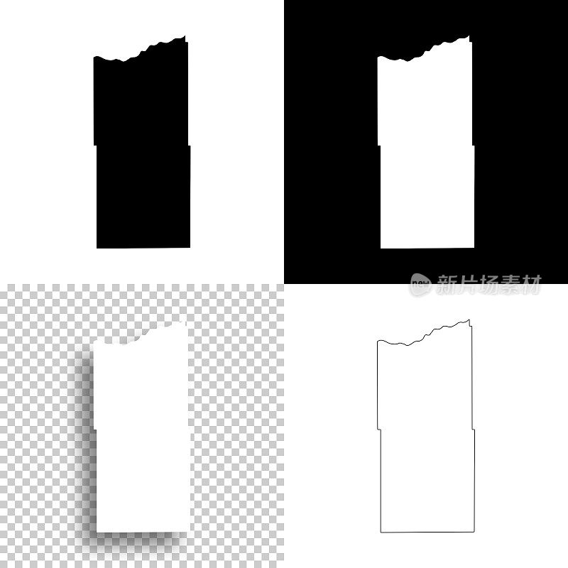 内布拉斯加州罗克县。设计地图。空白，白色和黑色背景