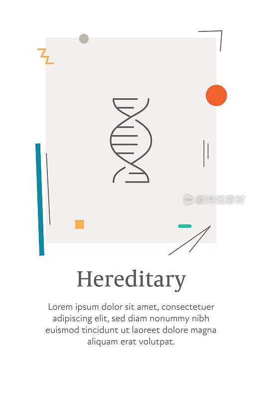 具有可编辑笔画的遗传图标，放置在样式垂直的网页横幅上。