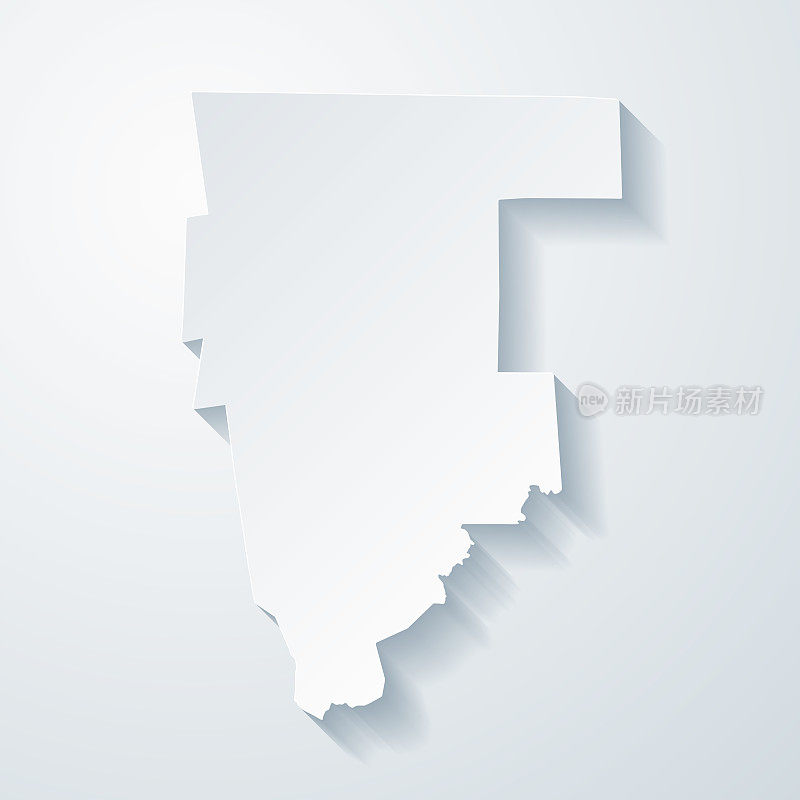 康涅狄格州托兰县。地图与剪纸效果的空白背景