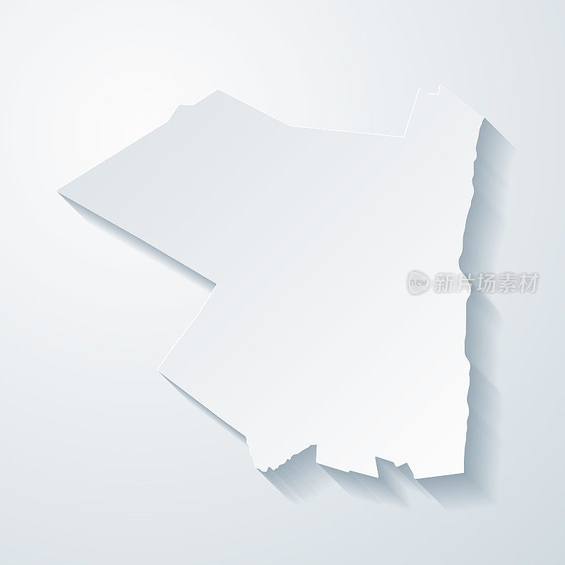 阿尔斯特县，纽约。地图与剪纸效果的空白背景