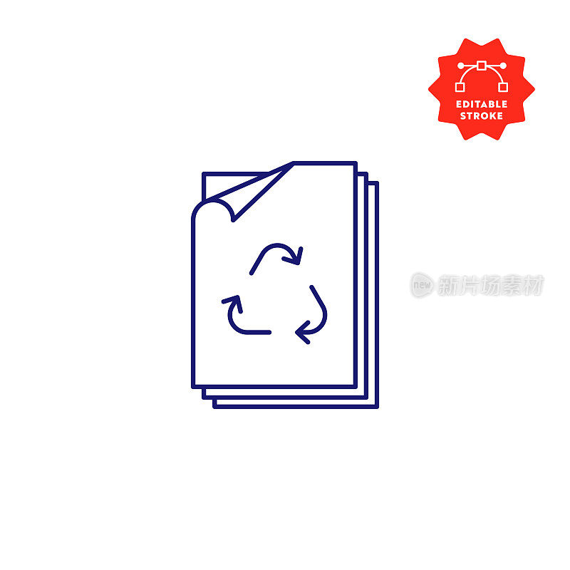 可编辑描边和完美像素的废纸线图标。