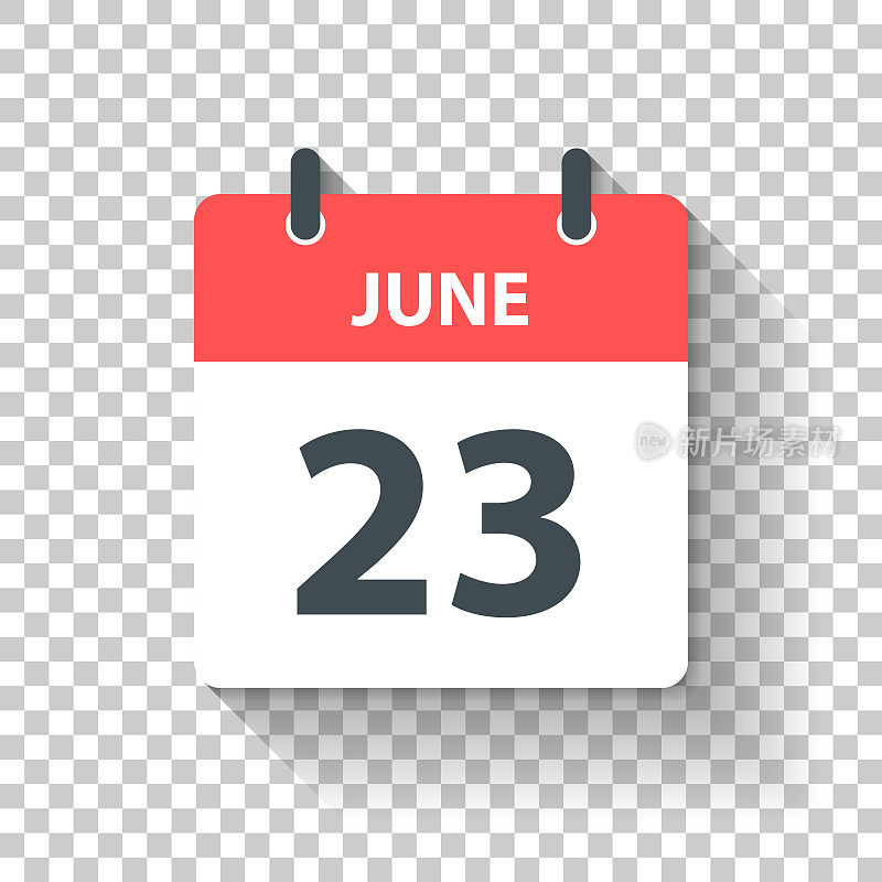 6月23日-日日历图标在平面设计风格