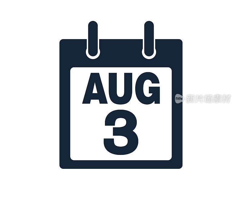 8月3日日历图标股票矢量插图