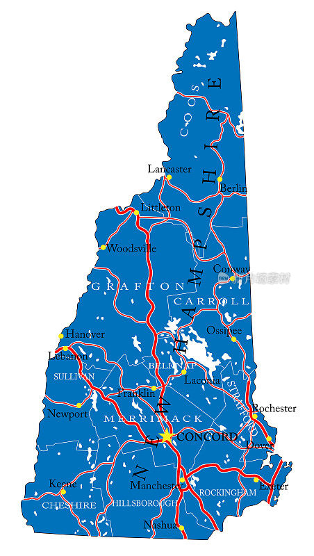 新罕布什尔州的政治地图