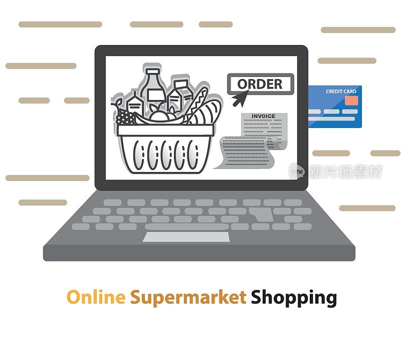 从家里买水果和蔬菜。安全购物和快速送货在智能手机和电脑购物的应用。