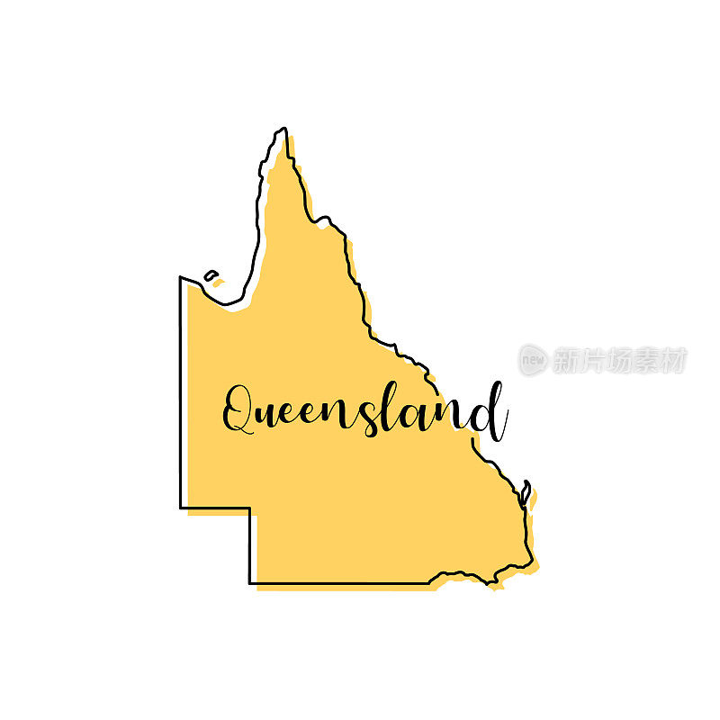昆士兰地图-澳大利亚矢量设计模板。