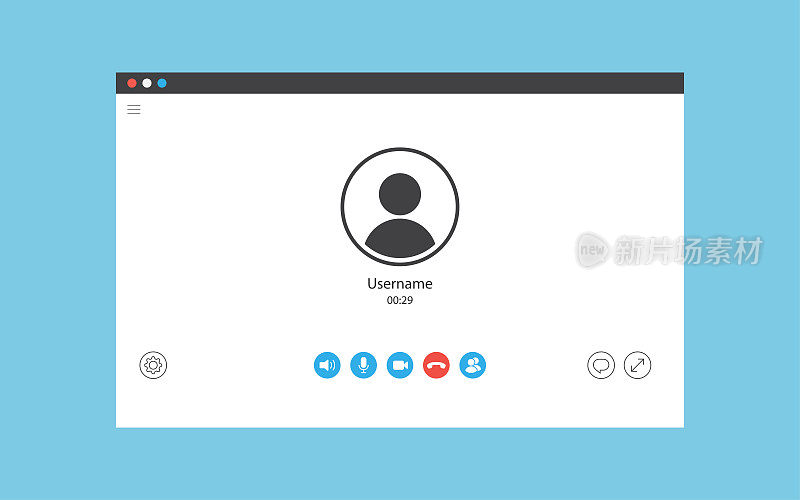 视频聊天会议用户界面-视频通话窗口-矢量插图