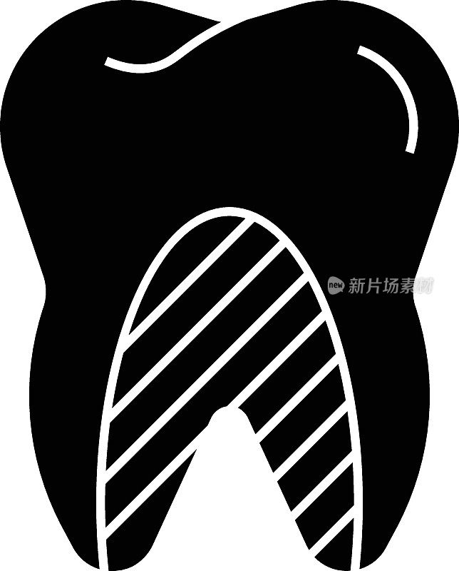 牙根矢量字形图标设计概念，口腔卫生符号，牙髓学标志，牙科和正畸stock插图