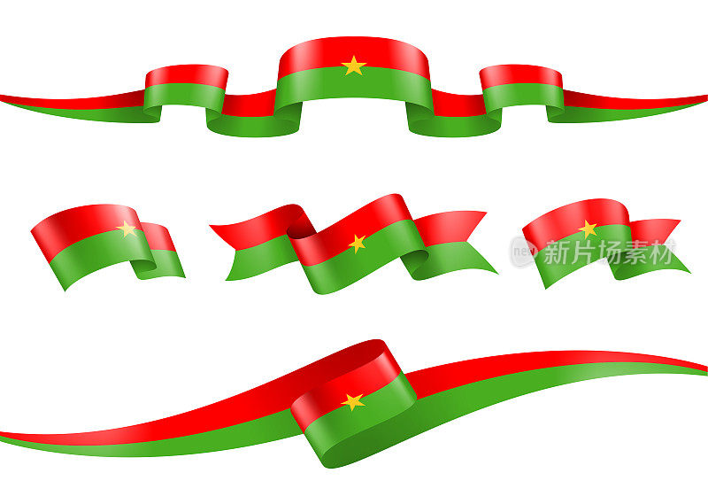 布基纳法索国旗缎带集-矢量股票插图