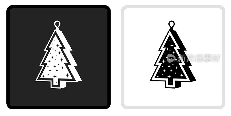 圣诞节装饰图标上的黑色按钮与白色翻转