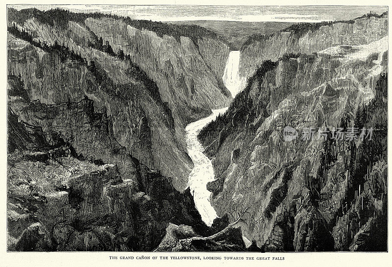 黄石大峡谷，大瀑布，美国，1888年，19世纪